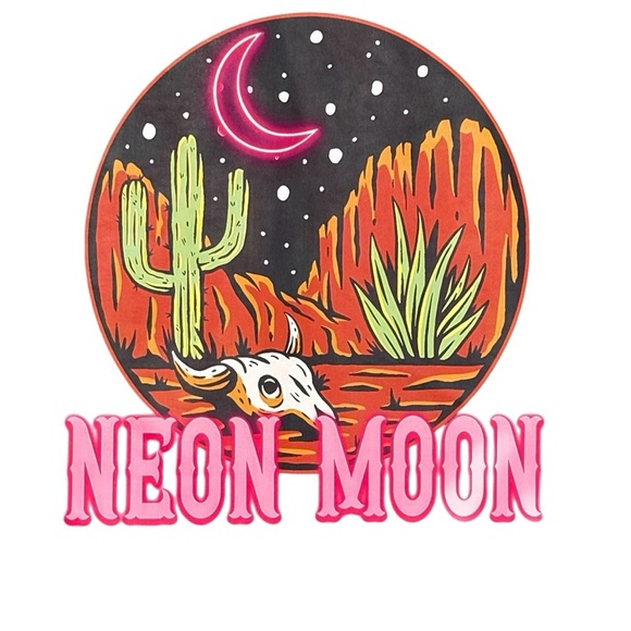 NEON MOON - SIZE LARGE - GRAY - LONG SLEEVES AND BRIGHT GRAPHIC ON FRONT B21 - Picture 3 of 8